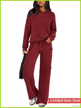 Women's 2 Piece Tracksuit Matching Lounge Set Long Sleeve Cargo Pants